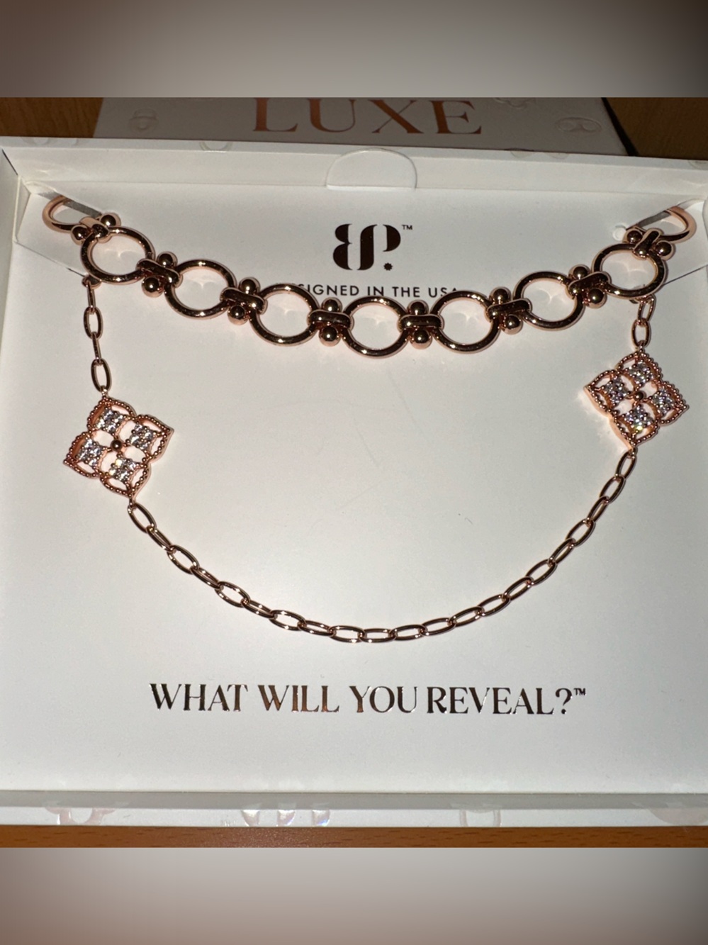 Luxe Layers Spring 2026.  Rose Gold Decorative Link Necklace - Luxe